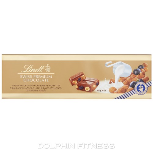 Lindt Swiss Premium Milk Raisin And Hazelnut Chocolate 1 X 300g 1677