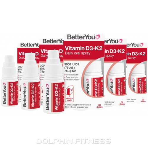 BetterYou D3000+K2 Vitamin D + K2 Oral Spray 6 x 12 ml