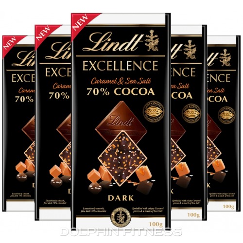 Lindt Excellence Dark Caramel & Sea Salt 70 Cocoa Chocolate 20 x 100g